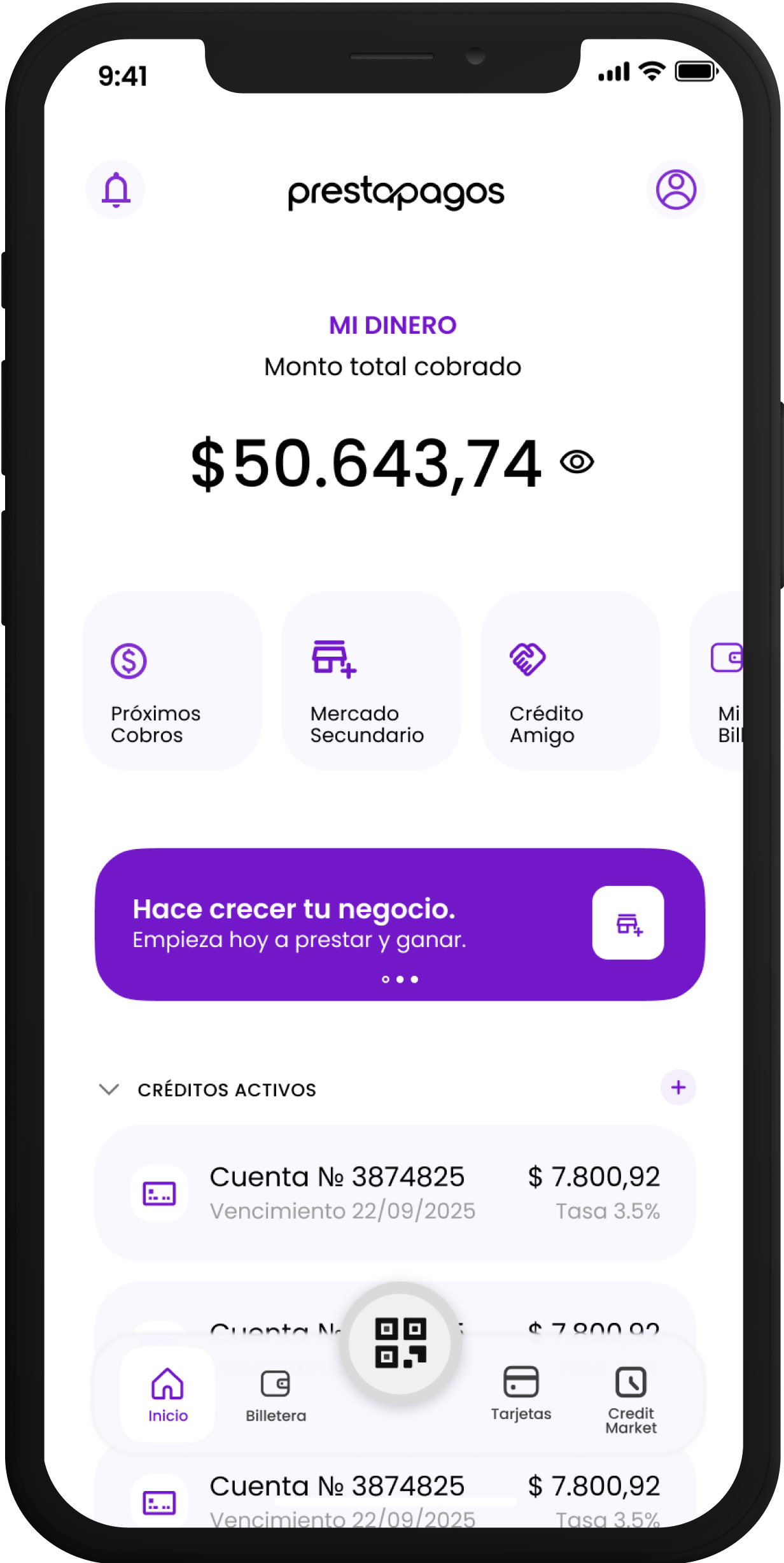 Aplicación para prestar dinero